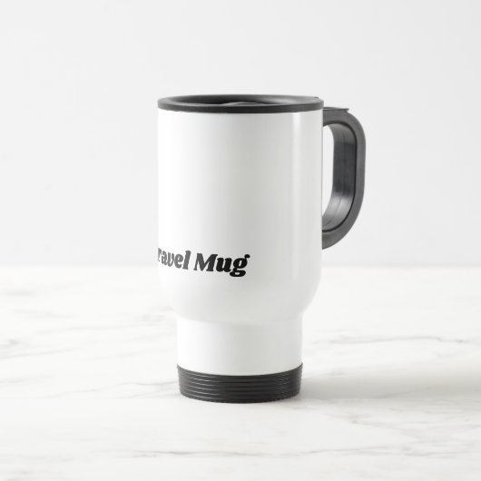 Custom Text Travel Mug in Clean White Finish Reisbeker (Voorkant rechts)