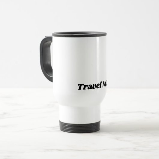 Custom Text Travel Mug in Clean White Finish Reisbeker (Voorkant links)