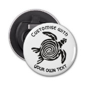 Custom Text Tribal Turtle Design Button Flesopener (Voorkant)