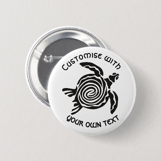 Custom Text Tribal Turtle Design Ronde Button 5,7 Cm (Voorkant /achterkant)