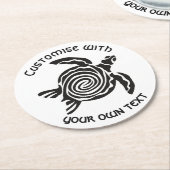 Custom Text Tribal Turtle Design Ronde Kartonnen Onderzetter (Gebogen)