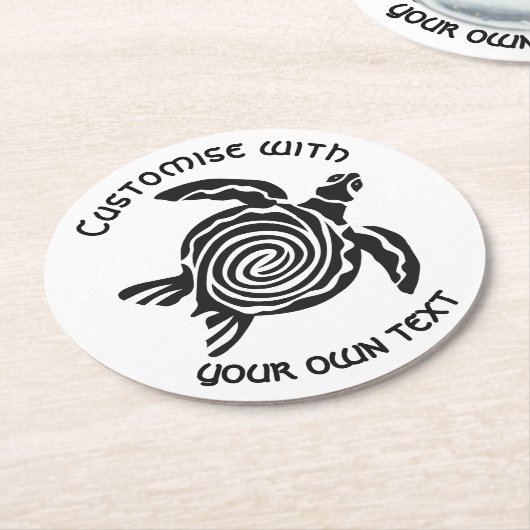 Custom Text Tribal Turtle Design  Ronde Kartonnen Onderzetter (Gebogen)