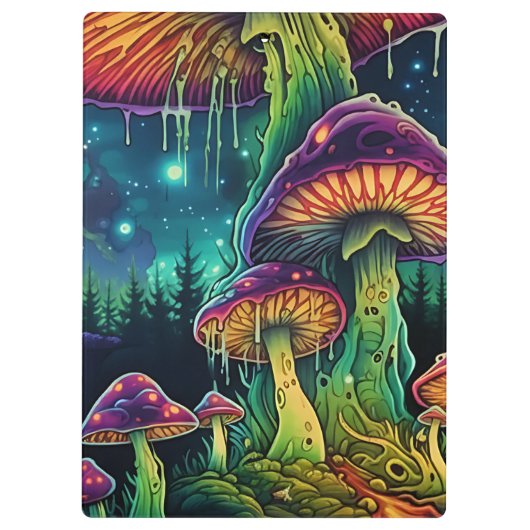 Custom Text Trippy Mushroom Forest Fantasy Art Klembord (Achterkant)