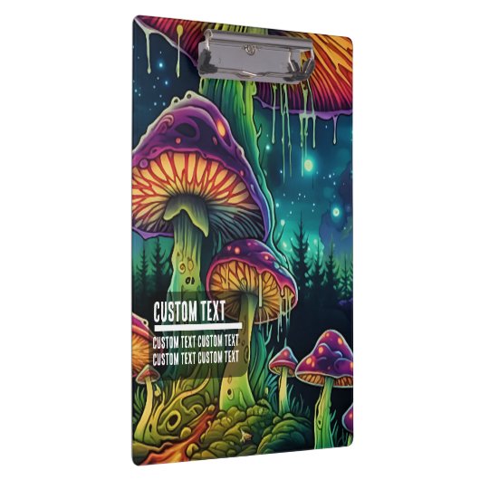 Custom Text Trippy Mushroom Forest Fantasy Art Klembord (Rechts)