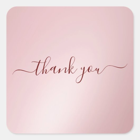 Custom Text Typography Elegant Rose Gold Thank You Vierkante Sticker (Voorkant)