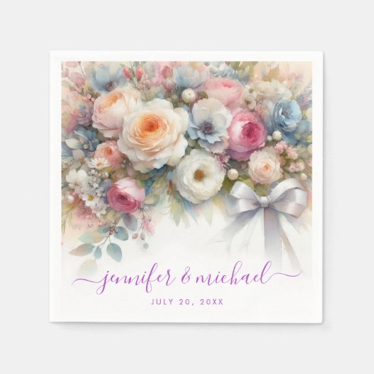 Custom Text Typography Script Floral Weddings Servet (Voorkant)