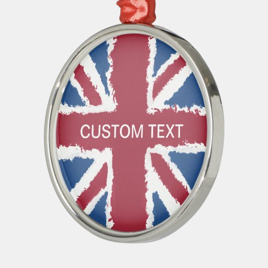 Custom Text Union Jack Flag Art van Heva Weva Metalen Ornament (Links)