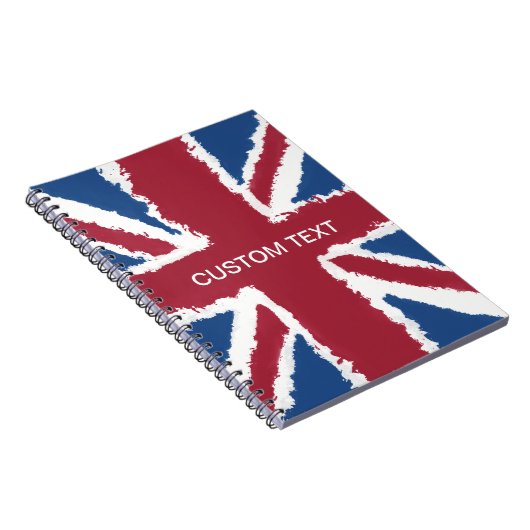 Custom Text Union Jack Flag Art van Heva Weva Notitieboek (Rechterzijde)