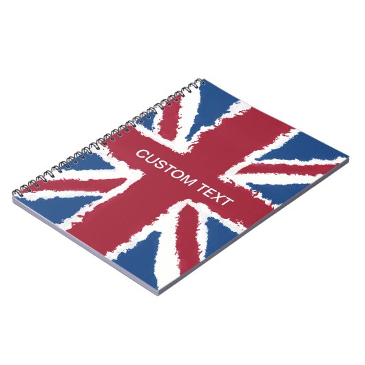 Custom Text Union Jack Flag Art van Heva Weva Notitieboek (Linkerzijde)
