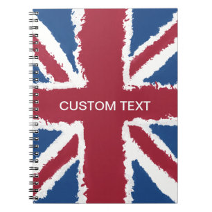 Custom Text Union Jack Flag Art van Heva Weva Notitieboek