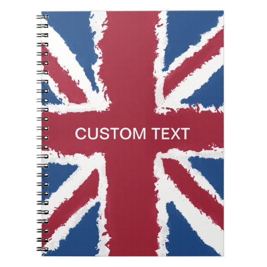 Custom Text Union Jack Flag Art van Heva Weva Notitieboek (Voorkant)