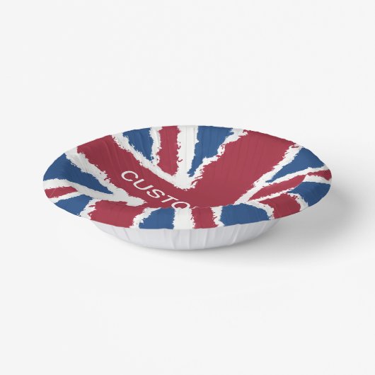 Custom Text Union Jack Flag Art van Heva Weva Papieren Kommen (Gebogen)