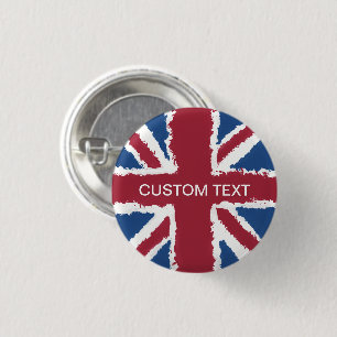 Custom Text Union Jack Flag Art van Heva Weva Ronde Button 3,2 Cm