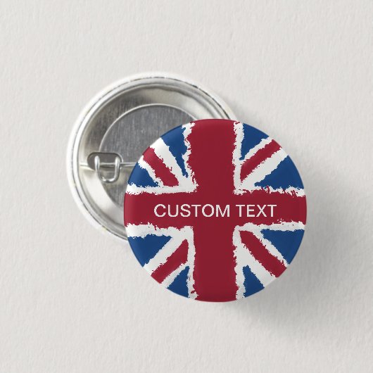 Custom Text Union Jack Flag Art van Heva Weva Ronde Button 3,2 Cm (Voorkant /achterkant)