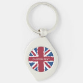 Custom Text Union Jack Flag Art van Heva Weva Sleutelhanger (Voorkant)