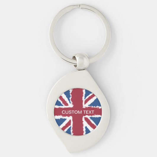 Custom Text Union Jack Flag Art van Heva Weva Sleutelhanger (Voorkant)