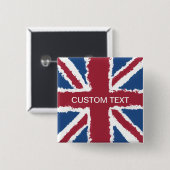 Custom Text Union Jack Flag Art van Heva Weva Vierkante Button 5,1 Cm (Voorkant /achterkant)