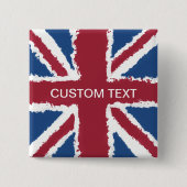 Custom Text Union Jack Flag Art van Heva Weva Vierkante Button 5,1 Cm (Voorkant)