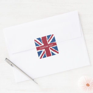 Custom Text Union Jack Flag Art van Heva Weva Vierkante Sticker