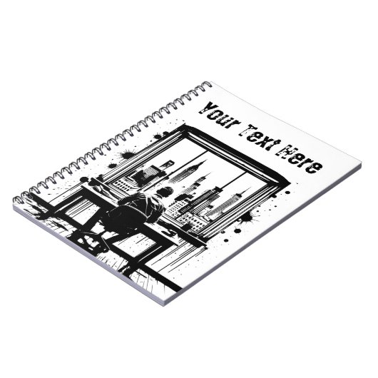 Custom Text Urban Skyline Art Notebook Notitieboek (Linkerzijde)