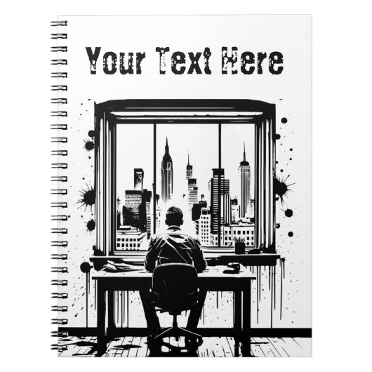 Custom Text Urban Skyline Art Notebook Notitieboek (Voorkant)