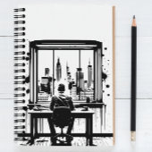 Custom Text Urban Skyline Art Notebook Notitieboek