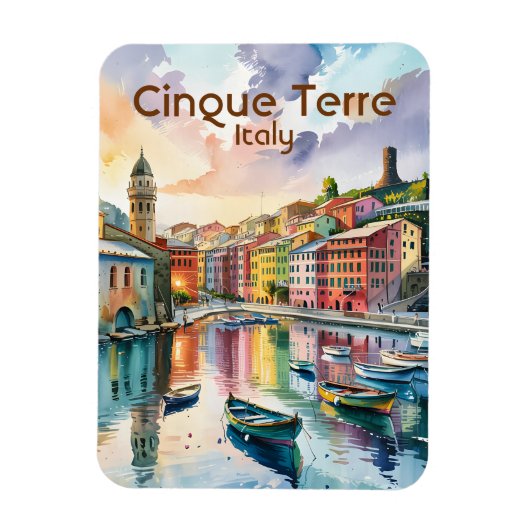 Custom Text Vernazza Cinque Terre Italy Watercolor Magneet (Verticaal)