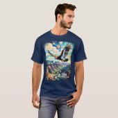 Custom Text Vibrant Zion Canyon Bird Condor Retro T-shirt (Voorkant volledig)