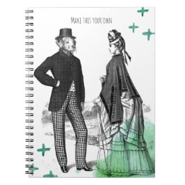 CUSTOM TEXT : Victorian Gentleman + Lady NoteBook Notitieboek