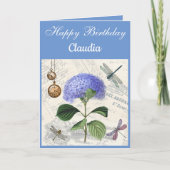 Custom Text. Vintage Style Hydrangea. Kaart (Voorkant)