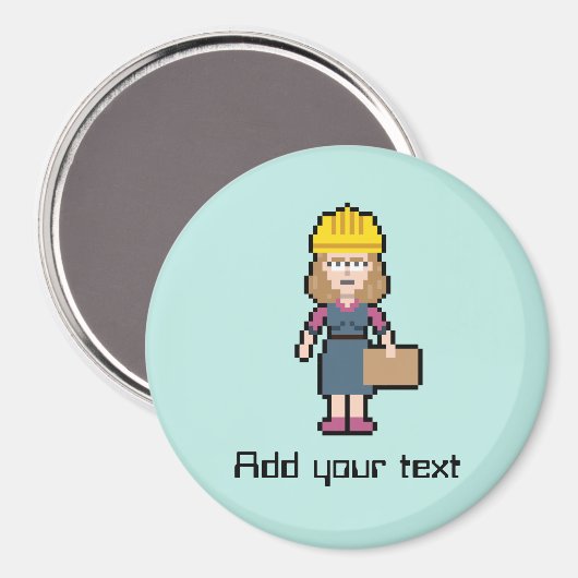 Custom Text Vrouw Engineer Magneet (Voorkant / Achterkant)