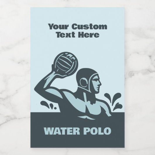 Custom Text Water Polo Voedselcontainer Etiket (Enkel label)