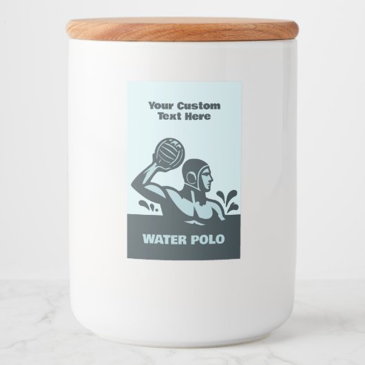 Custom Text Water Polo Voedselcontainer Etiket (Voorkant)