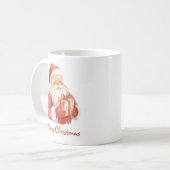 Custom Text Watercolor Santa Claus With Gift Koffiemok (Voorkant links)