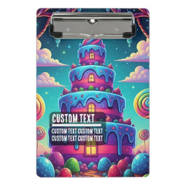 Custom Text Whimsical Candy Cake Illustration Mini Klembord