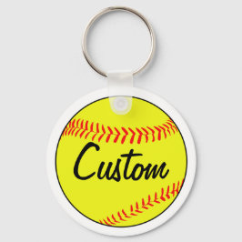 Custom Text White Fastpitch Softball Team Sleutelh Sleutelhanger