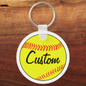 Custom Text White Fastpitch Softball Team Sleutelh Sleutelhanger (Voorkant)