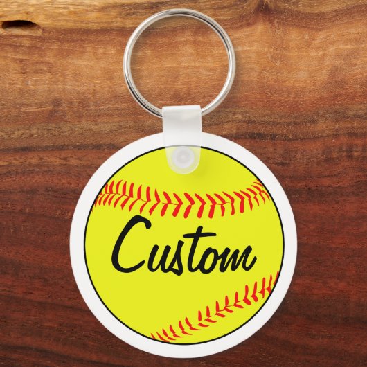 Custom Text White Fastpitch Softball Team Sleutelh Sleutelhanger (Voorkant)