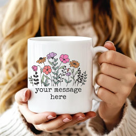 Custom Text Wildflower Mug Gift for Her or Mom Koffiemok