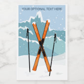 Custom Text Winter Skiing Wijn Etiket (Enkel label)