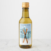 Custom Text Winter Skiing Wijn Etiket (Voorkant)