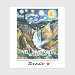 Custom Text Yellowstone Falls Van Gogh Colorful Sticker