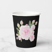 Custom Texts Pink Rose Wreath Paper Cup Graduation Papieren Bekers (Achterkant)