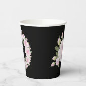 Custom Texts Pink Rose Wreath Paper Cup Graduation Papieren Bekers (Links)
