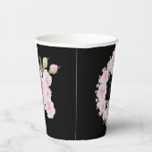 Custom Texts Pink Rose Wreath Paper Cup Graduation Papieren Bekers (Rechts)