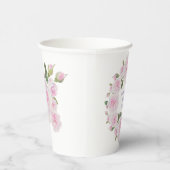 Custom Texts, Pink Roses Wreath Paper Cups Party Papieren Bekers (Rechts)