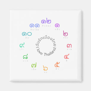 Custom Thai Numbers Magnet "I Love Thailand"