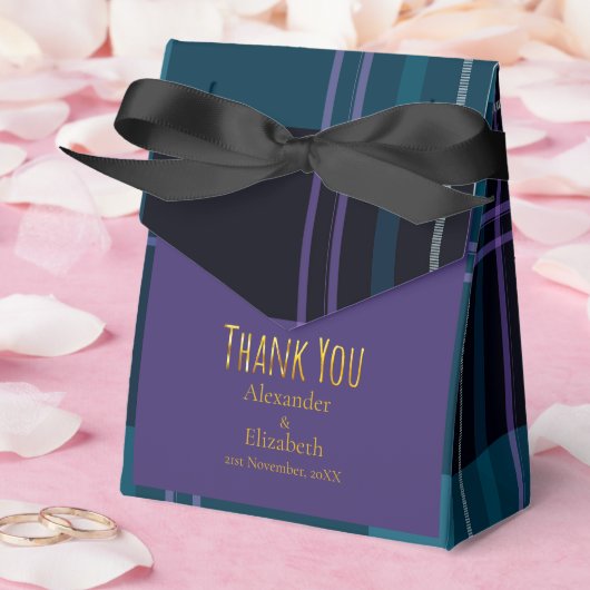 Custom Thank You Blue Black Plaid Bedankdoosjes (Huwelijk)
