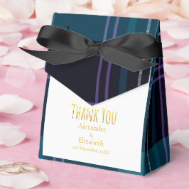 Custom Thank You Blue Black Plaid Bedankdoosjes