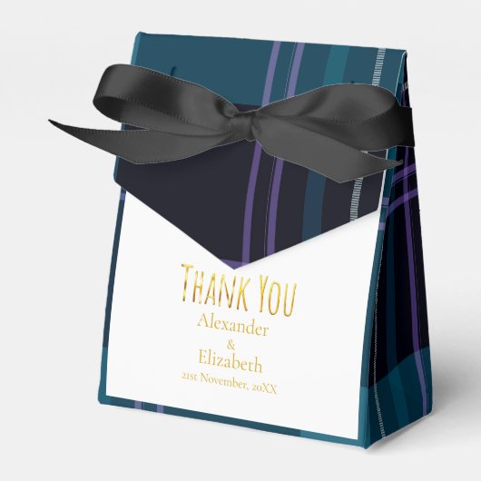 Custom Thank You Blue Black Plaid Bedankdoosjes (Voorkant Zijde)